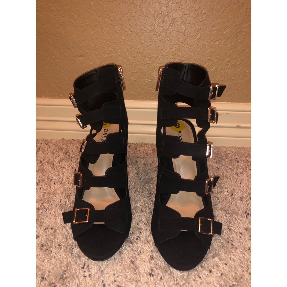 Black Buckle Heels